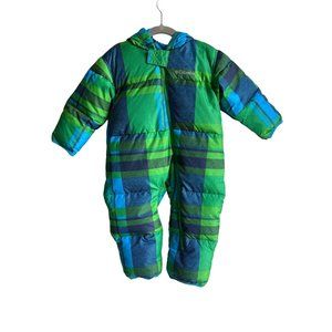 Columbia Kids Plaid Puffer Down Bunting - Green and Blue